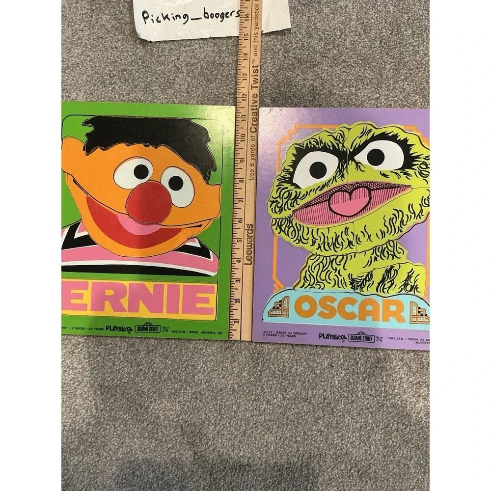 Vintage 1974 Sesame Street Oscar the Grouch and 1973 ERNIE PLAYSKOOL Puzzle  8Pc
